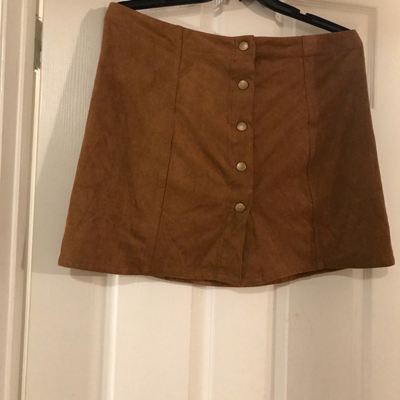 Xhilaration Dresses & Skirts - Brown suede button up skirt